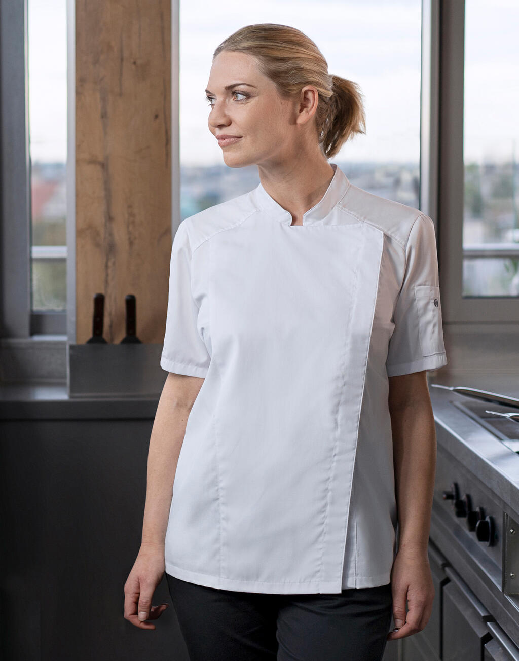 Short-Sleeve Ladies' Chef Jacket Modern-Look - Image 2