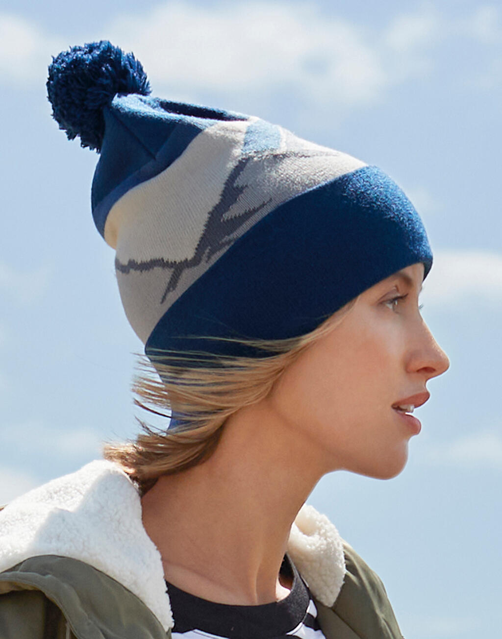 Mountain Peaks Pom Pom Beanie - Image 2