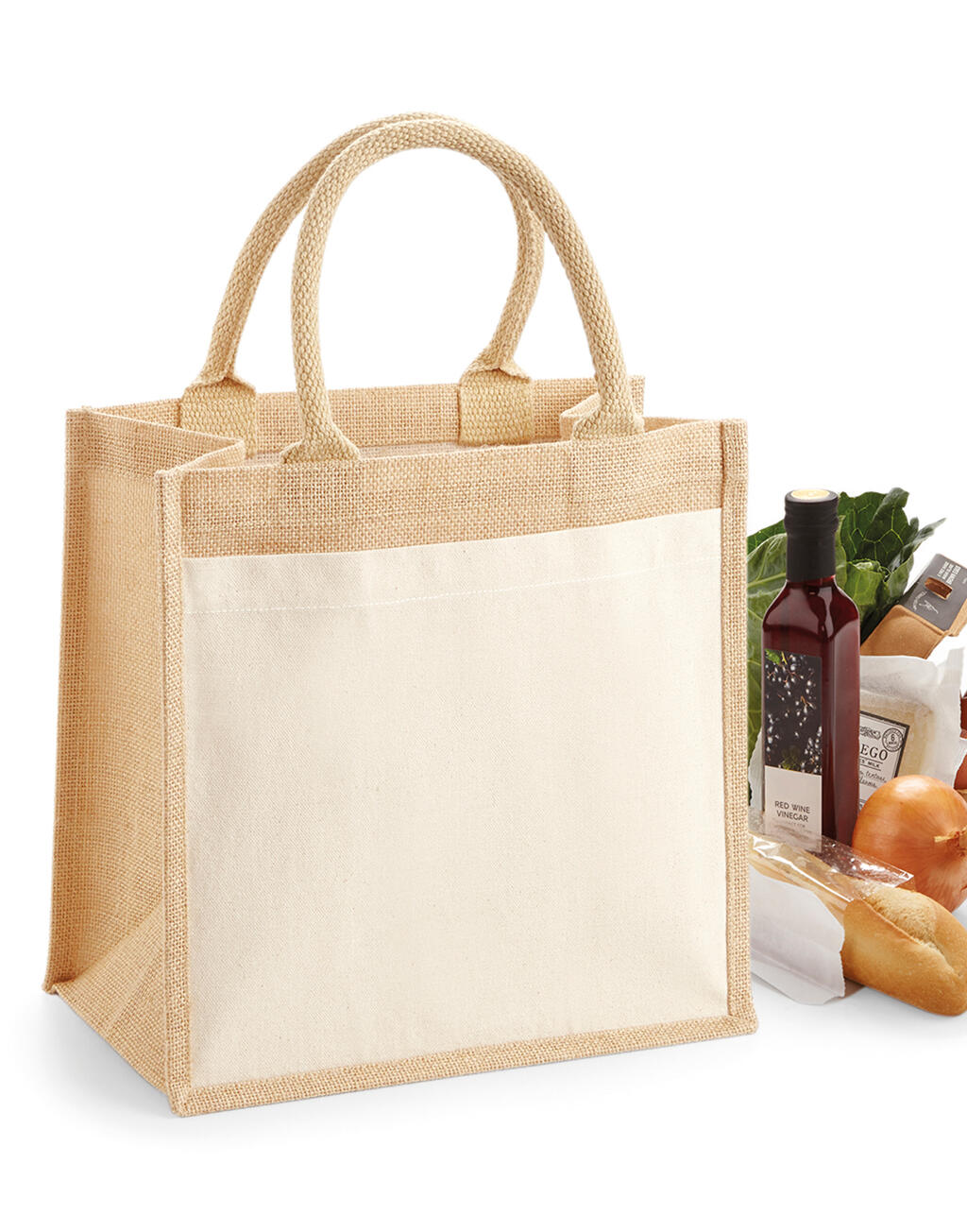Cotton Pocket Jute Midi Tote - Image 3