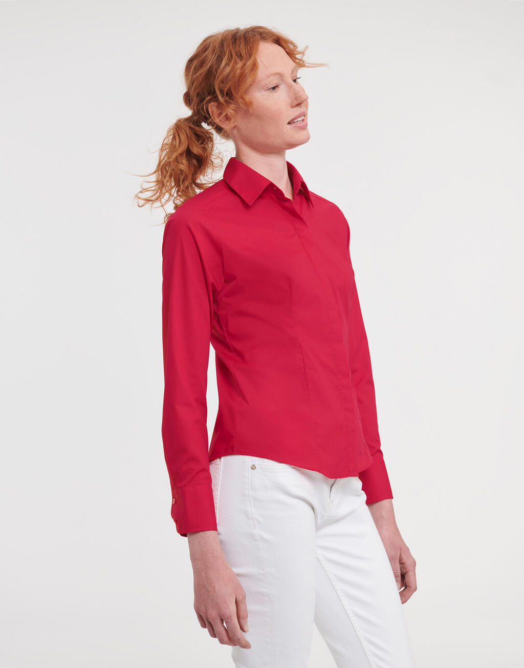 Ladies' LS Fitted Poplin Shirt - Image 2