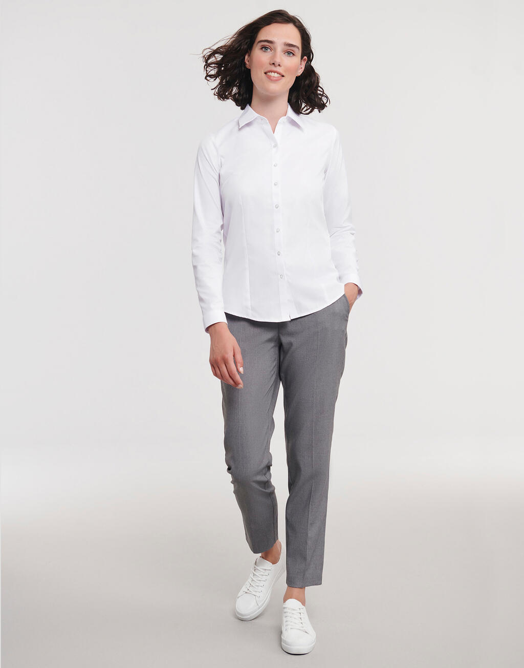 Ladies' LS Herringbone Shirt - Image 3