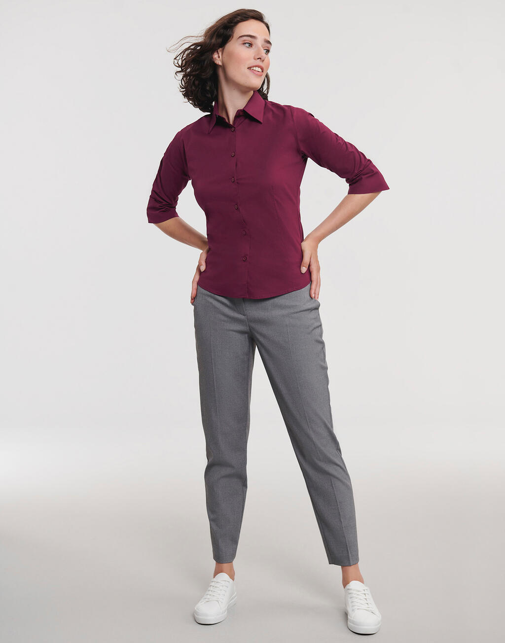 Ladies' 3/4 Sleeve Easy Care Fitted Shirt - Image 3
