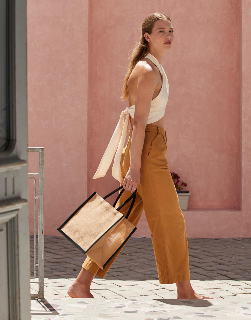 Natural Starched Jute Midi Tote - Image 2