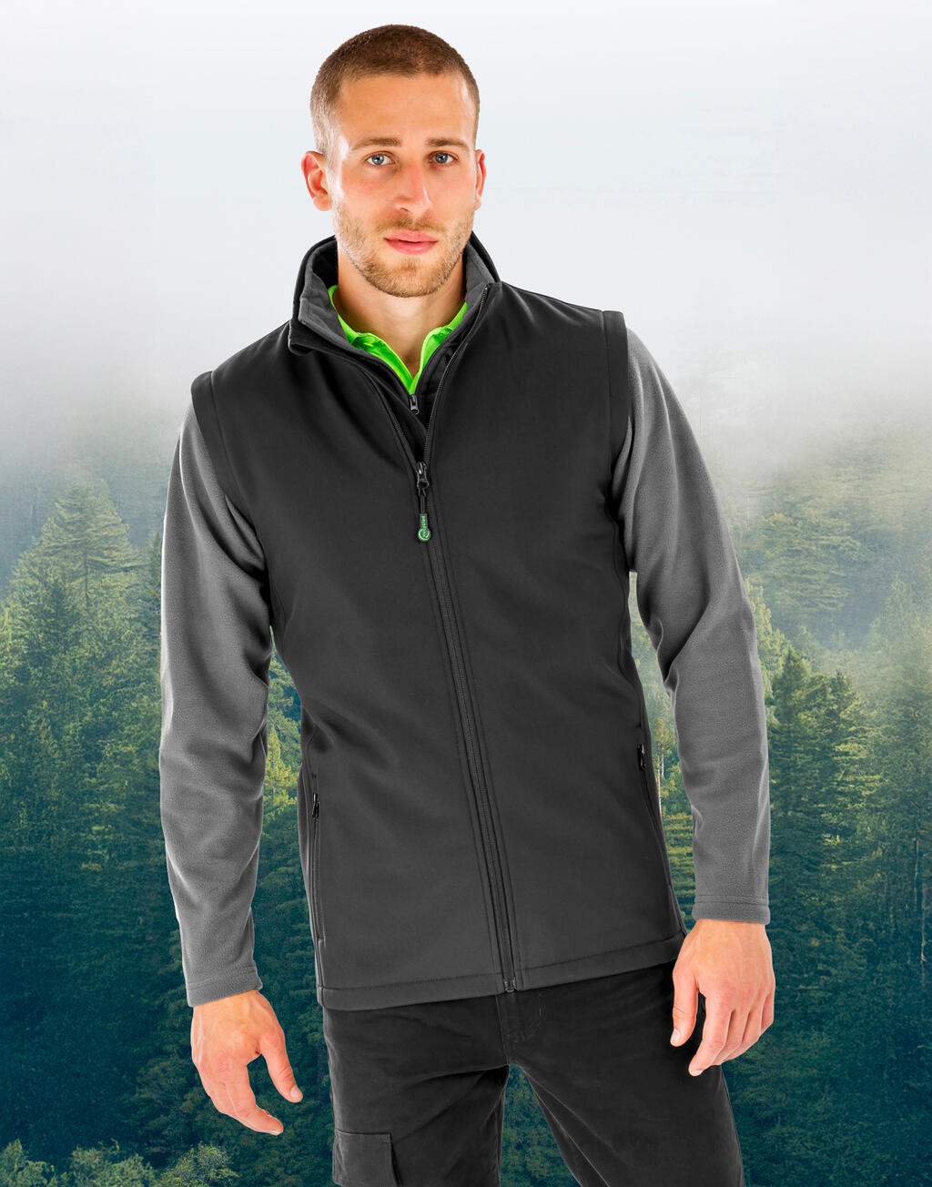 Men's Recycled 2-Layer Printable Softshell B/W - Image 3